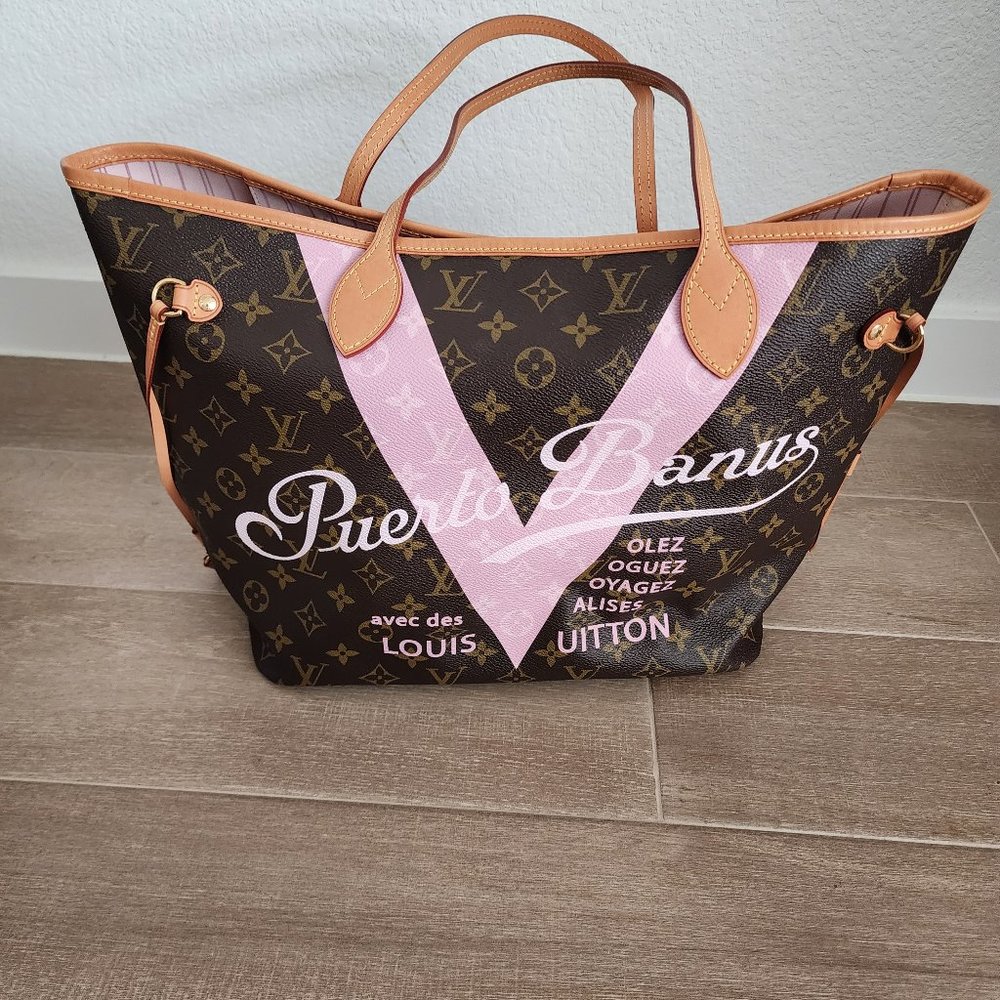 Louis Vuitton Monogram Puerto Banus V Neverfull MM Rose Ballerine